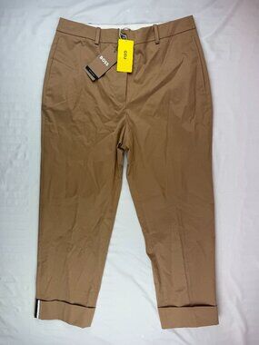 NWT Hugo Boss Tachino2 GSU Beige Cropped Capri Trousers Pants Women 8US